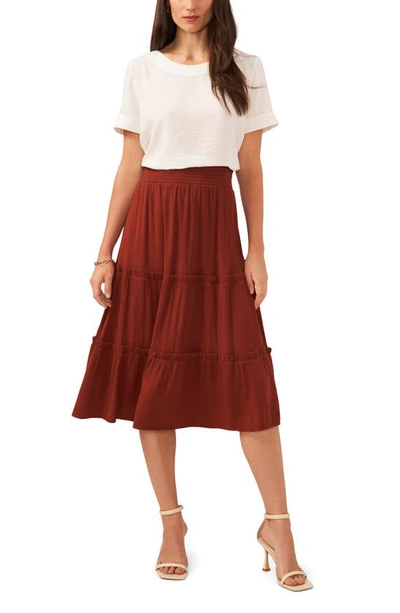 Shop Vince Camuto Tiered Maxi Skirt In Tobacco