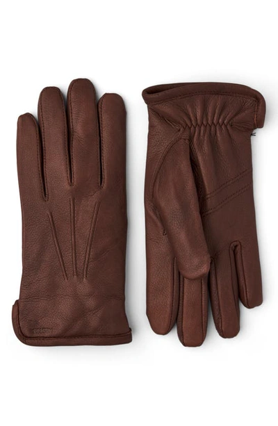 Shop Hestra Andrew Leather Gloves In Chocolate