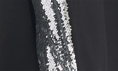 Shop Sachin & Babi Ivy Strapless Sequin Trim Gown In Black Silver