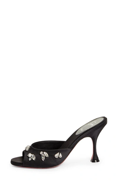 Shop Christian Louboutin Degraqueen Peep Toe Slide Sandal In T023 Black/ Cry/ Lin Black
