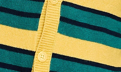 Shop Asos Design Oversize Stripe Cardigan In Mustard