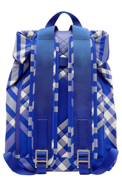 Shop Burberry Check Canvas Roll Top Backpack In Knight