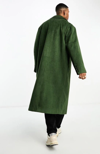 Shop Asos Design Oversize Felted Topcoat In Green