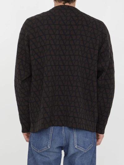Shop Valentino Toile Iconographe Wool Sweater In Brown