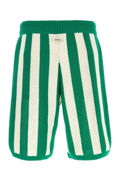 Shop Gucci Man Multicolor Stretch Crochet Bermuda Shorts