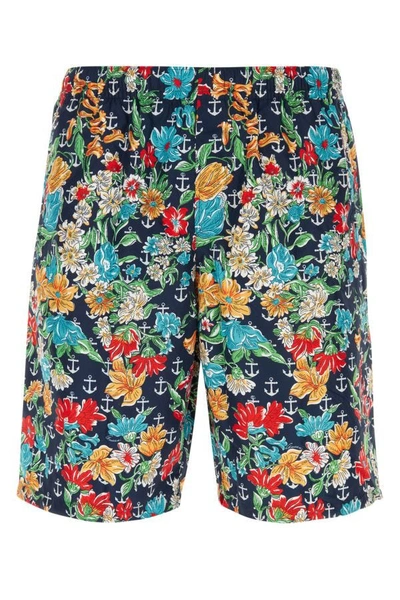 Shop Gucci Man Printed Polyester Swimming Shorts In Multicolor