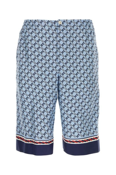 Shop Gucci Man Printed Satin Bermuda Shorts In Multicolor
