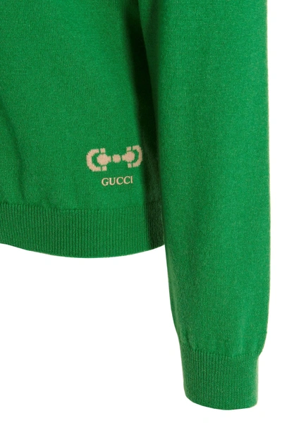 Shop Gucci Men Logo Embroidery Sweater In Green