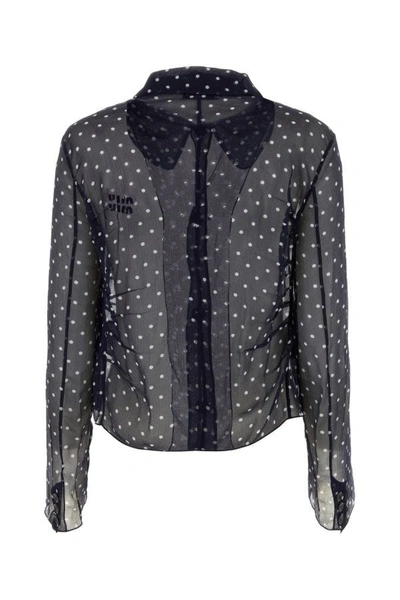 Shop Miu Miu Woman Printed Chiffon Shirt In Multicolor