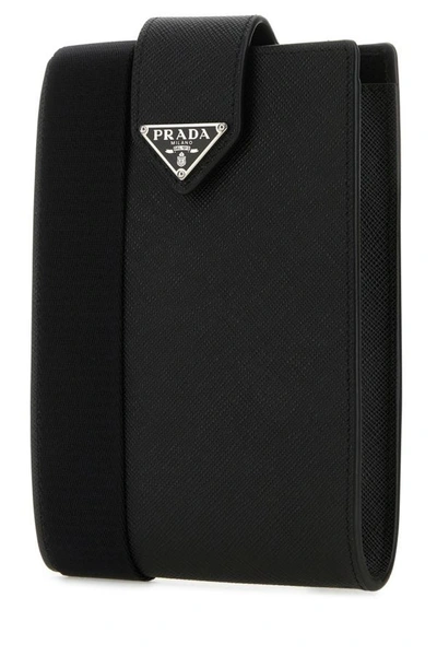 Shop Prada Man Black Leather Phone Case