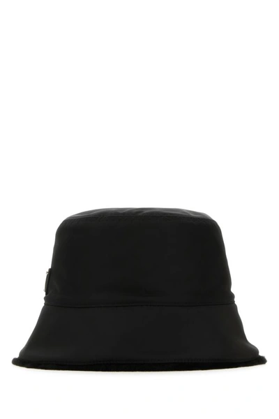 Shop Prada Man Black Nylon Hat