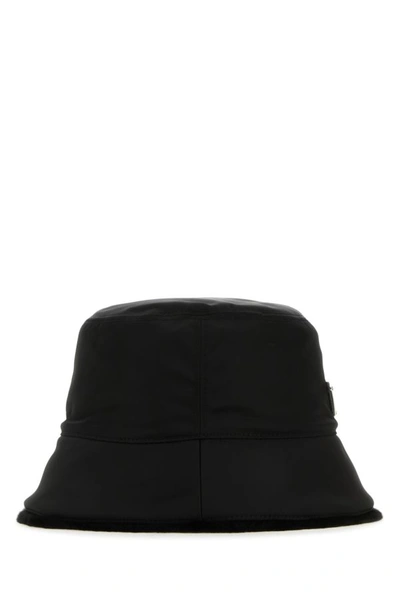 Shop Prada Man Black Nylon Hat