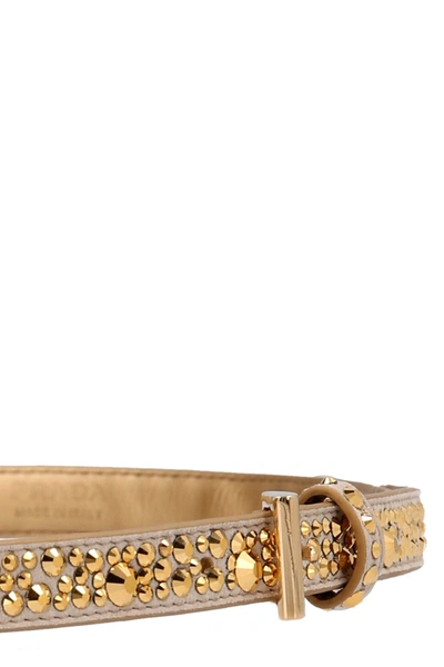 Shop Prada Women Crystal Leather Belt In Gold