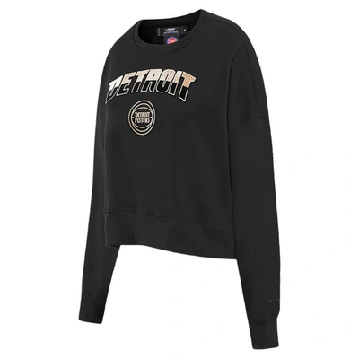 Shop Pro Standard Black Detroit Pistons Glam Cropped Pullover Sweatshirt