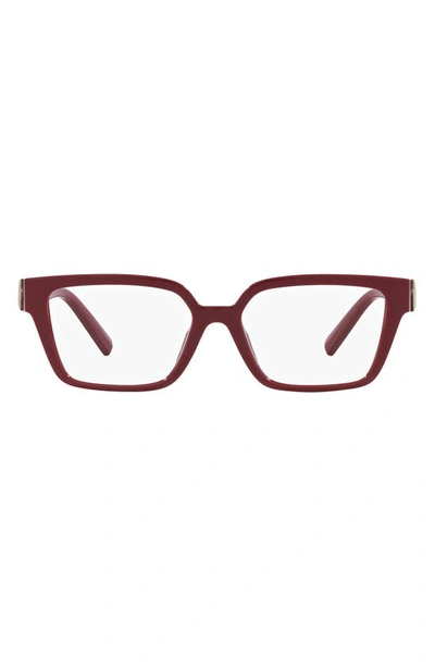 Shop Tiffany & Co 55mm Rectangular Optical Glasses In Dark Red
