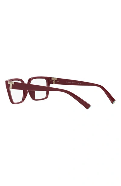 Shop Tiffany & Co 55mm Rectangular Optical Glasses In Dark Red