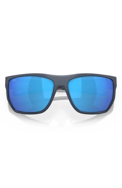 Costa Del Mar Santiago 63mm Oversize Polarized Rectangular Sunglasses In Blue Mirror