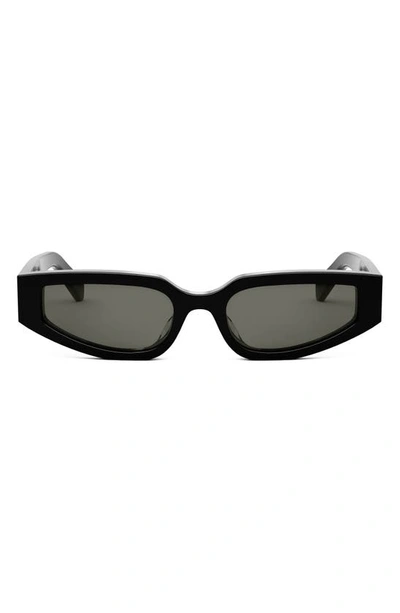 Shop Celine Triomphe 54mm Geometric Sunglasses In Shiny Black / Smoke