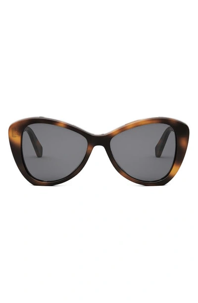 Shop Celine Butterfly 55mm Sunglasses In Blonde Havana / Smoke