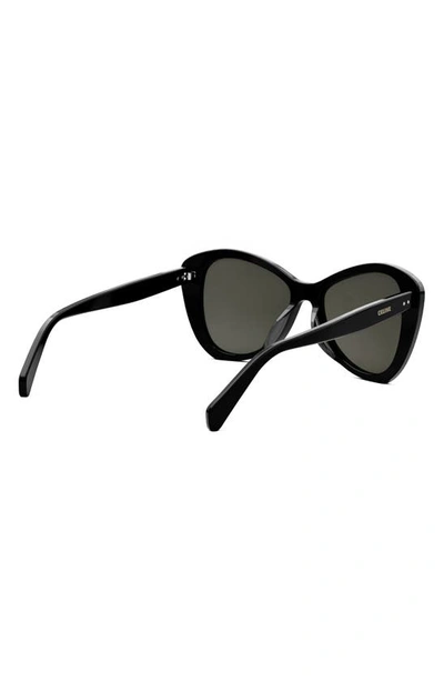 Shop Celine Butterfly 55mm Sunglasses In Shiny Black / Smoke