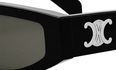 Shop Celine Triomphe 54mm Geometric Sunglasses In Shiny Black / Smoke