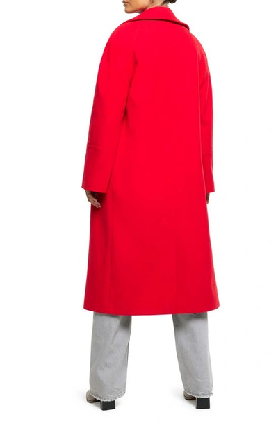 Shop River Island Oversize Slouch Double Breasted Coat In Red