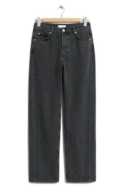 Shop & Other Stories Straight Leg Button Fly Jeans In Dark Grey