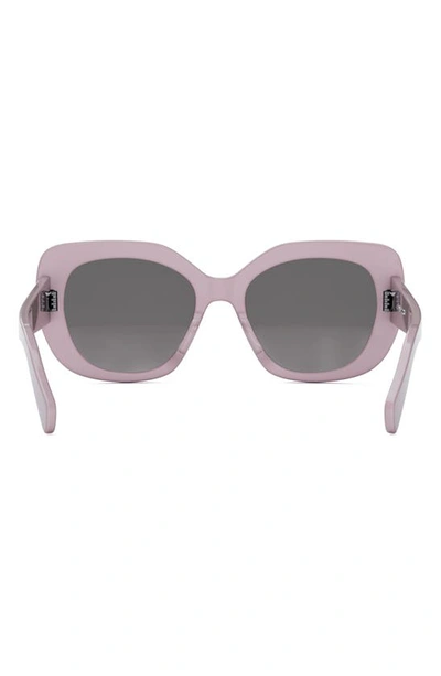 Shop Celine Triomphe 55mm Rectangular Sunglasses In Shiny Pink / Gradient Brown