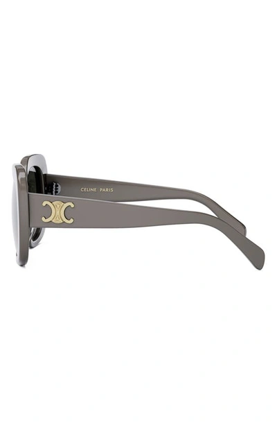 Shop Celine Triomphe 55mm Rectangular Sunglasses In Grey/ Other / Gradient Smoke