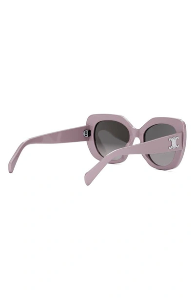 Shop Celine Triomphe 55mm Rectangular Sunglasses In Shiny Pink / Gradient Brown