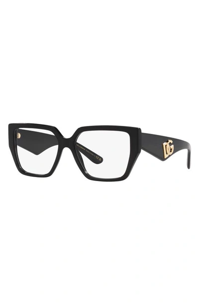 Dolce & Gabbana Logo-plaque Square-frame Glasses In Black