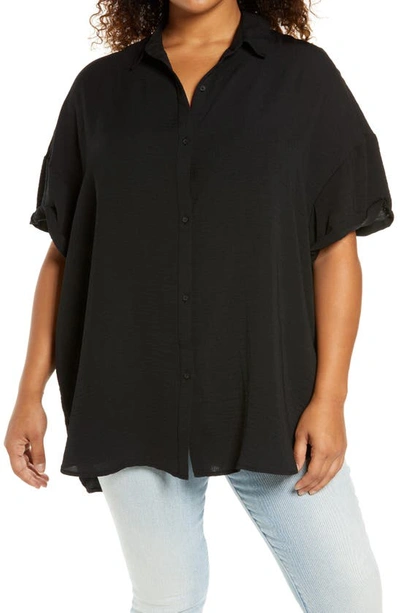 Shop Treasure & Bond Button-up Tunic Shirt In Black