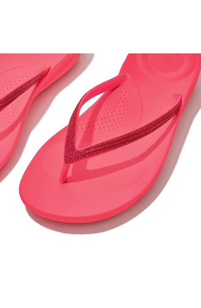 Shop Fitflop Iqushion™ Splash Crystal Flip Flop In Pop Pink