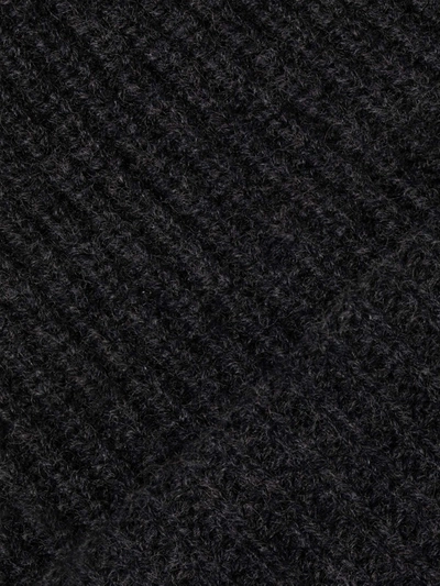 Shop Luca Faloni Charcoal Grey Chunky Knit Cashmere Beanie In Dark Grey