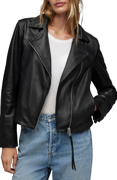 Shop Allsaints Larna Leather Biker Jacket In Black