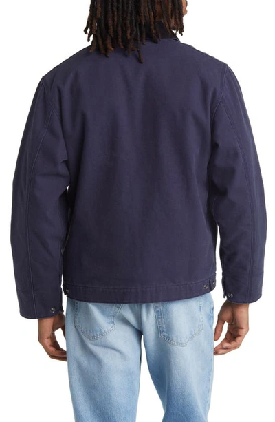 Shop Carhartt Detroit Organic Cotton Canvas Worker Jacket In Blue / Black Heavy Stone Wash