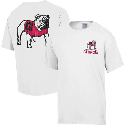 Shop Comfort Wash White Georgia Bulldogs Vintage Logo T-shirt