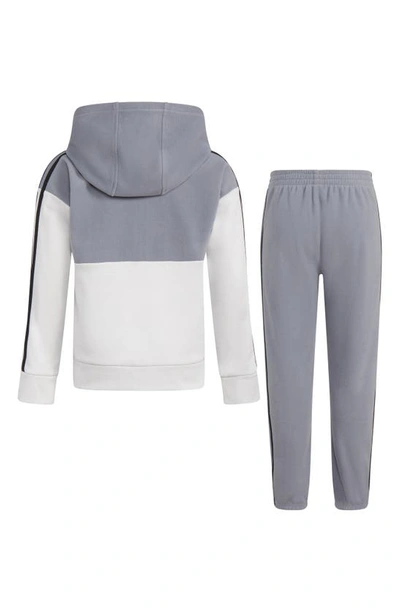 Shop Adidas Originals Kids' Microfleece Zip Hoodie & Pants Set In Medium Grey
