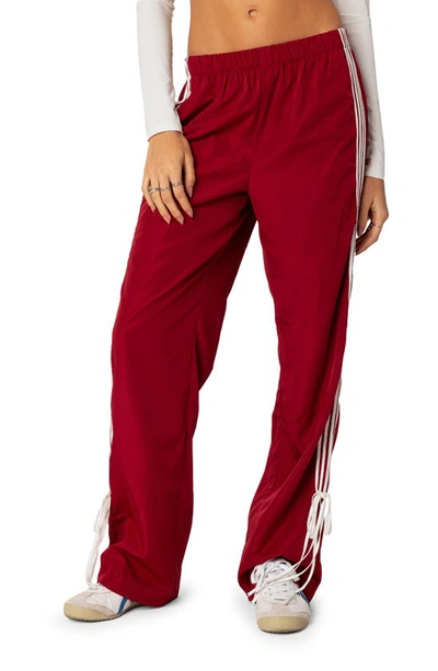 Edikted Remy Tie Detail Track Pants In Red