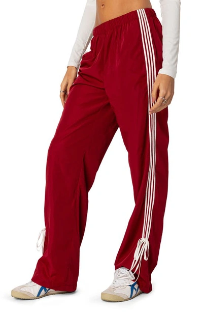 Shop Edikted Remy Tie Detail Track Pants In Red