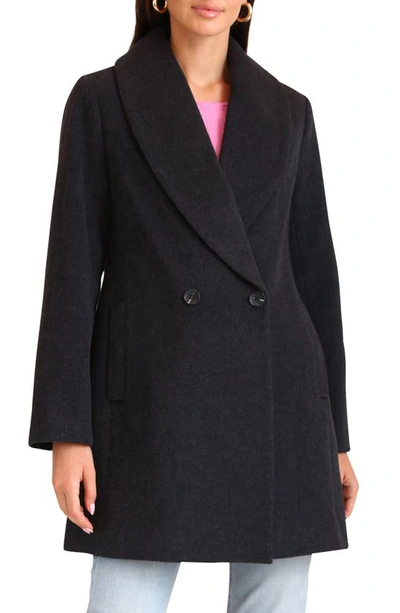 Shop Avec Les Filles Shawl Collar Coat In Charcoal