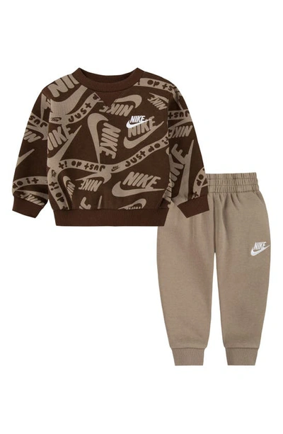 Shop Nike Sportswear Club Crewneck Sweatshirt & Joggers Set In Khaki