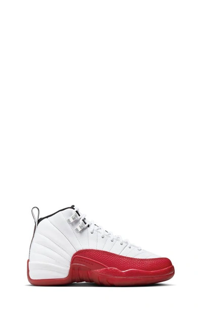 Shop Jordan Kids' Air  12 Retro Basketball Shoe In White/ Black/ Varsity Red