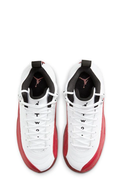 Shop Jordan Kids' Air  12 Retro Basketball Shoe In White/ Black/ Varsity Red