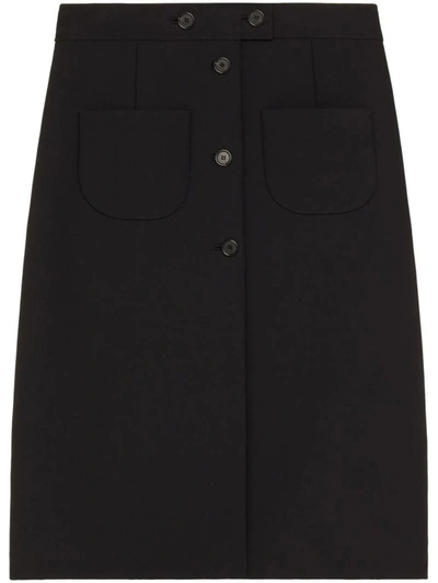 Shop Courrèges Double Pockets Crepe Skirt Clothing In Black