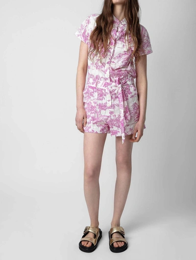 Shop Zadig & Voltaire Cookis Playsuit In Toile In Multi