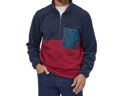 Shop Patagonia Microdini Pullover In Blue And Red In Multi