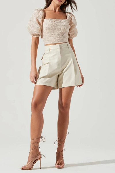 Shop Astr Wilma Faux Leather Shorts In Ivory In Multi