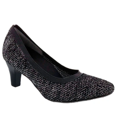Ros Hommerson Kitty Dress Shoes - Wide Width In Black Glitter Stretch Fabric In Multi