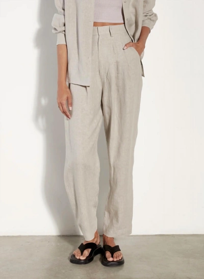 Shop Enza Costa Tapered Pleated Hi-waist Pant In Mist In Grey
